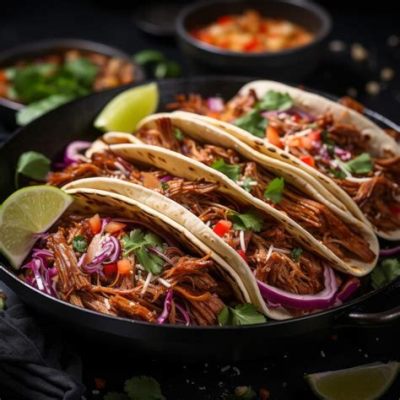  Cochinita Pibil: Een Zacht Gebraden Varkensschouder Met Een Frisse Citrusmarinade En Pittige Achiote Kruiden!